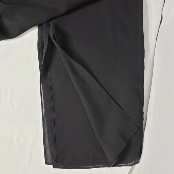 Coldwater Creek Pants Size 10P Black Elastic Back Waist Side Slit Zipper Wide - Picture 6 of 9